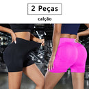2 Peças, shorts de Ioga femininas com controle de barriga e bumbum, cintura alta, leggings para corrida, shorts de treino