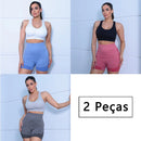 2 Peças, shorts de Ioga femininas com controle de barriga e bumbum, cintura alta, leggings para corrida, shorts de treino