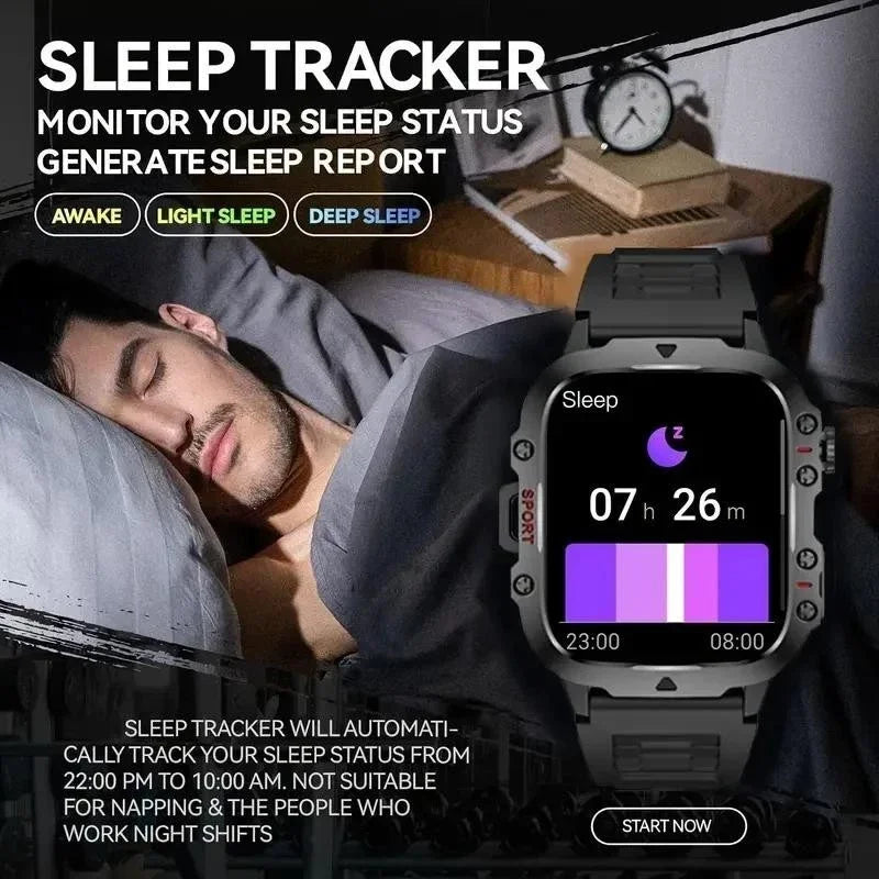 Relógio inteligente militar robusto LAXASFIT 2025 para atividades ao ar livre, mascuLINO 2.1