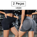 2 Peças, shorts de Ioga femininas com controle de barriga e bumbum, cintura alta, leggings para corrida, shorts de treino