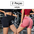 2 Peças, shorts de Ioga femininas com controle de barriga e bumbum, cintura alta, leggings para corrida, shorts de treino