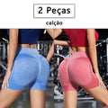 2 Peças, shorts de Ioga femininas com controle de barriga e bumbum, cintura alta, leggings para corrida, shorts de treino