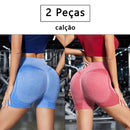 2 Peças, shorts de Ioga femininas com controle de barriga e bumbum, cintura alta, leggings para corrida, shorts de treino