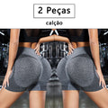 2 Peças, shorts de Ioga femininas com controle de barriga e bumbum, cintura alta, leggings para corrida, shorts de treino
