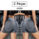 2 Peças, shorts de Ioga femininas com controle de barriga e bumbum, cintura alta, leggings para corrida, shorts de treino
