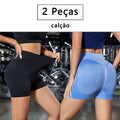 2 Peças, shorts de Ioga femininas com controle de barriga e bumbum, cintura alta, leggings para corrida, shorts de treino