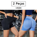 2 Peças, shorts de Ioga femininas com controle de barriga e bumbum, cintura alta, leggings para corrida, shorts de treino